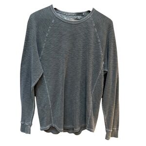 Lucky Lived In Thermal Shirt Mens Preppy Y2K Raglan Sleeve Gray Retro Size L